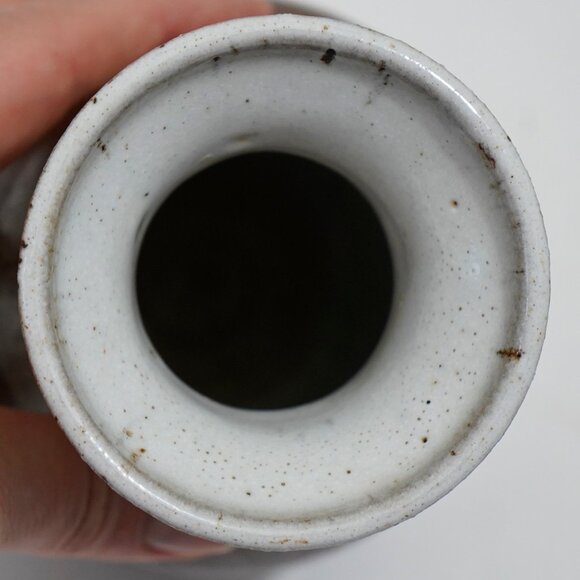 Mid Century Modern Clay Pottery Three Tone Minimalist Short Pitcher Vase - Picture 8 of 10